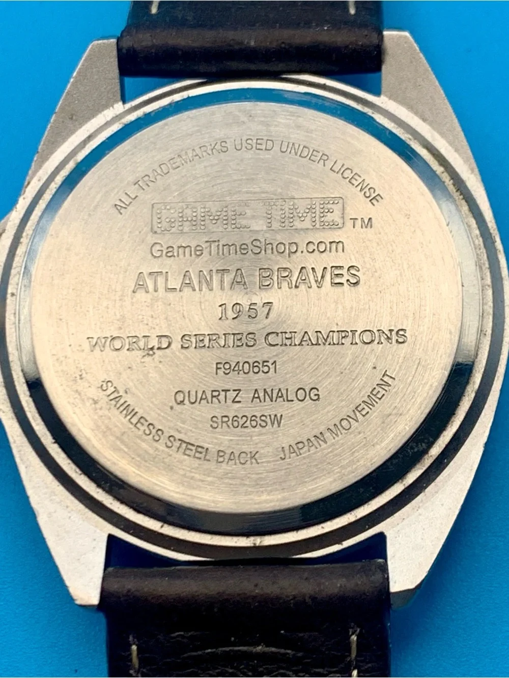 GAME TIME Men’s Vintage Watch BRAVES 1957 WORLD SERIES CHAMPIONS Works New Batt